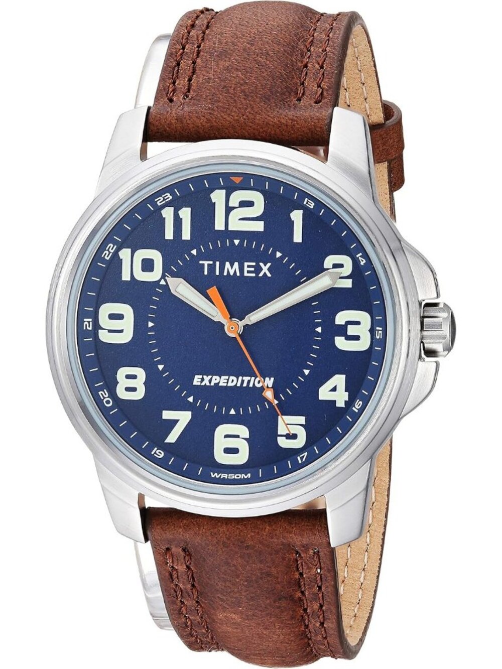 Men's Brown Blue Expedition Metal Field Water Resistance Rugged Outdoor Watch
